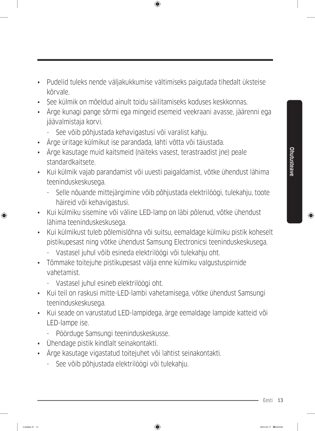 Samsung RS53K4400SA/EF manual Eesti 13  